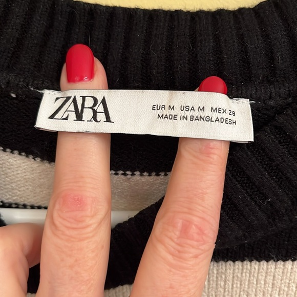 Zara black and cream striped sweater. - Picture 2 of 2